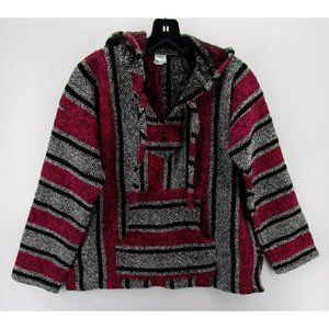 Drug Rug Medium Red Sweater Pullover Baja Hippie Rasta Mexico Y2K